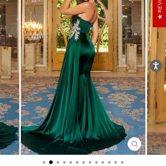 *PERFECT FOR PROM* PORTIA AND SCARLETT EMERALD FORMAL DRESS WITH GLOVES - Picture 5 of 5